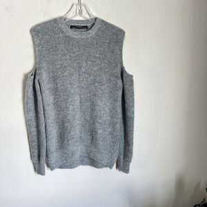 AllSaints Sweater Cold Shoulder Gray Wool Mohair Wool Blend Pullover Small New